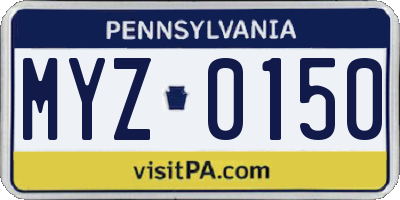 PA license plate MYZ0150