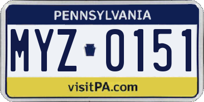 PA license plate MYZ0151