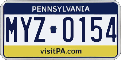 PA license plate MYZ0154