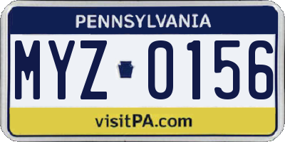 PA license plate MYZ0156