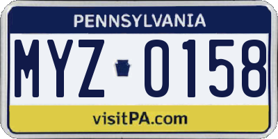 PA license plate MYZ0158