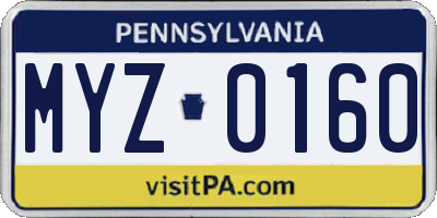 PA license plate MYZ0160