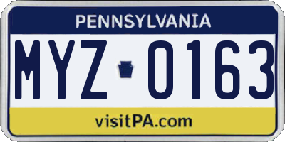 PA license plate MYZ0163