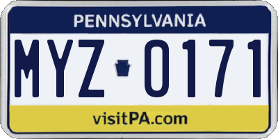 PA license plate MYZ0171