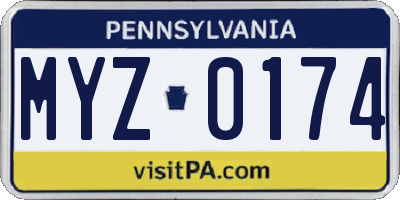 PA license plate MYZ0174