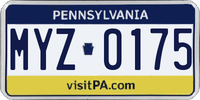 PA license plate MYZ0175
