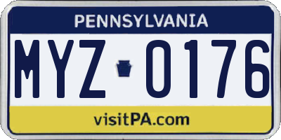 PA license plate MYZ0176