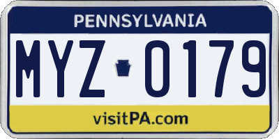 PA license plate MYZ0179