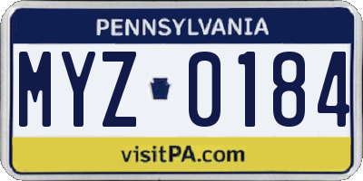 PA license plate MYZ0184