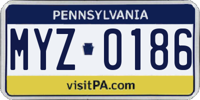 PA license plate MYZ0186