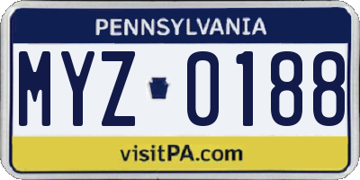 PA license plate MYZ0188