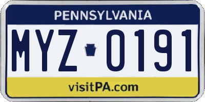 PA license plate MYZ0191