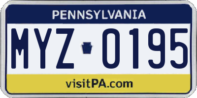 PA license plate MYZ0195