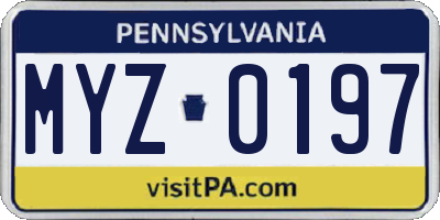 PA license plate MYZ0197