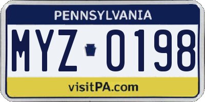 PA license plate MYZ0198
