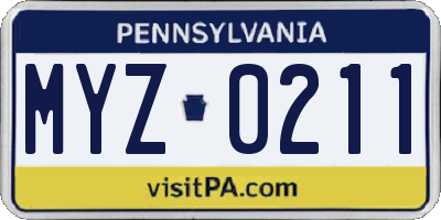PA license plate MYZ0211
