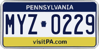 PA license plate MYZ0229