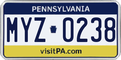 PA license plate MYZ0238
