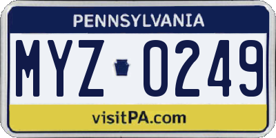 PA license plate MYZ0249