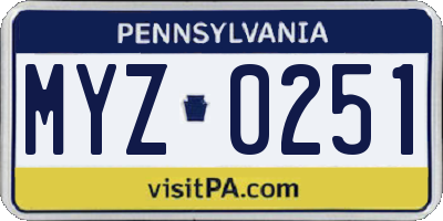 PA license plate MYZ0251