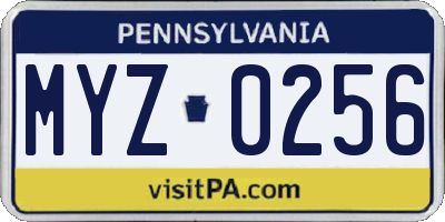 PA license plate MYZ0256