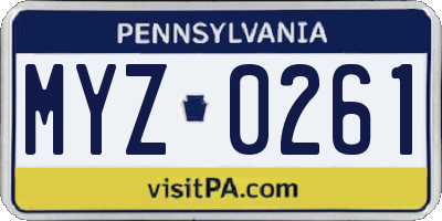 PA license plate MYZ0261