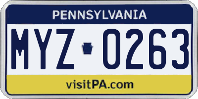 PA license plate MYZ0263