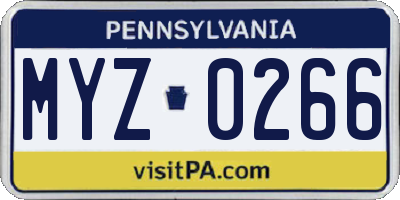PA license plate MYZ0266