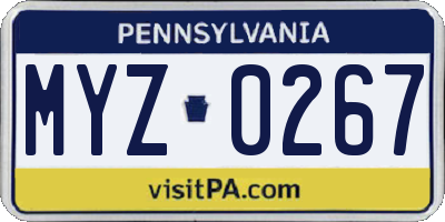 PA license plate MYZ0267