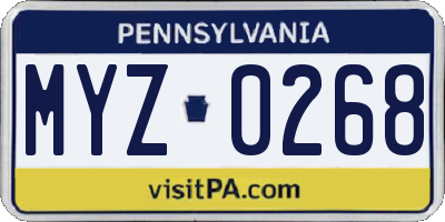 PA license plate MYZ0268