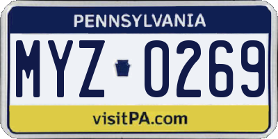 PA license plate MYZ0269