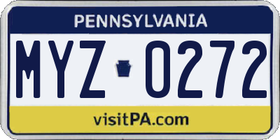 PA license plate MYZ0272