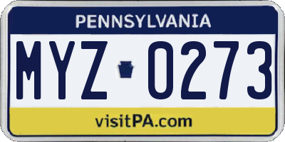 PA license plate MYZ0273