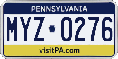 PA license plate MYZ0276