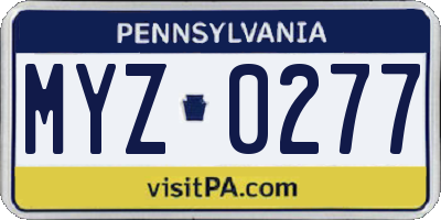 PA license plate MYZ0277