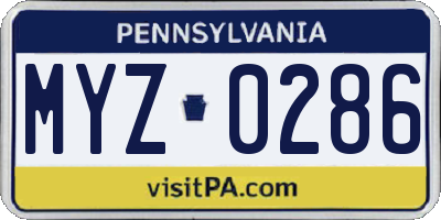 PA license plate MYZ0286