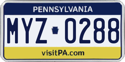 PA license plate MYZ0288