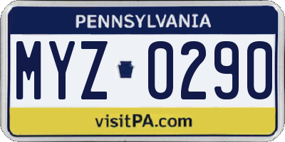 PA license plate MYZ0290