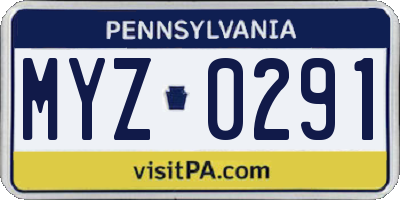 PA license plate MYZ0291