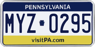 PA license plate MYZ0295