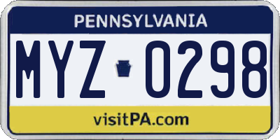 PA license plate MYZ0298