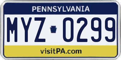 PA license plate MYZ0299