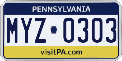 PA license plate MYZ0303