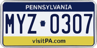 PA license plate MYZ0307