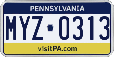 PA license plate MYZ0313
