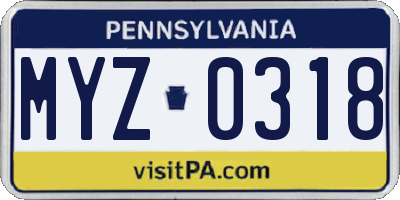 PA license plate MYZ0318