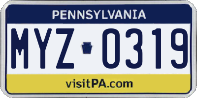 PA license plate MYZ0319