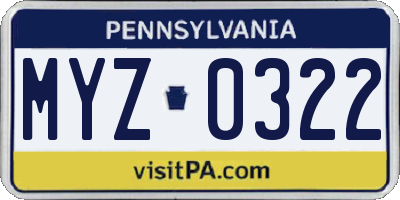 PA license plate MYZ0322