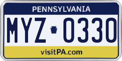 PA license plate MYZ0330