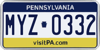 PA license plate MYZ0332